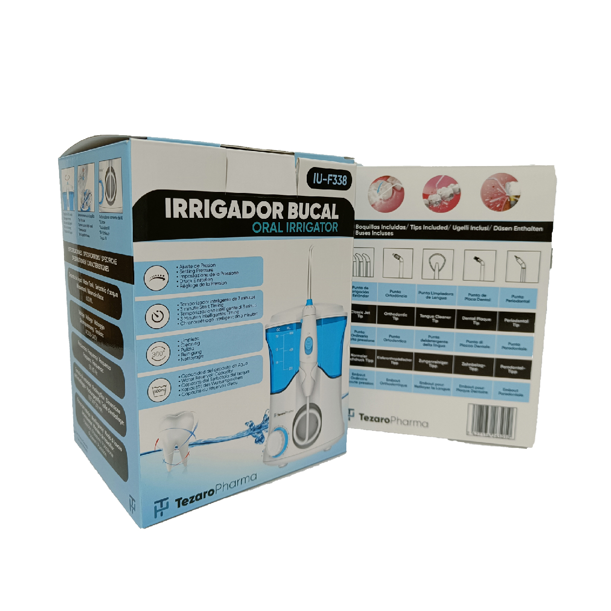 IRRIGADOR BUCAL DE PARED CON SIETE BOQUILLAS Y 10 MODOS DE 30 A 120 PSI | CAPACIDAD DE 600 ML - Imagen 2
