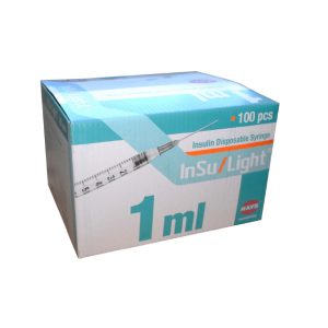 JERINGAS DE INSULINA DE 1 ML CON AGUJA 25G 0,5X16 MM | CAJA DE 100 UNIDADES