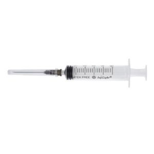 JERINGAS DESECHABLES DE TRES CUERPOS CONO LUER CENTRAL CON AGUJA 21 G 0,8X38 MM | 2,5 ML | 5 ML | 10 ML | CAJA DE 100 UNIDADES