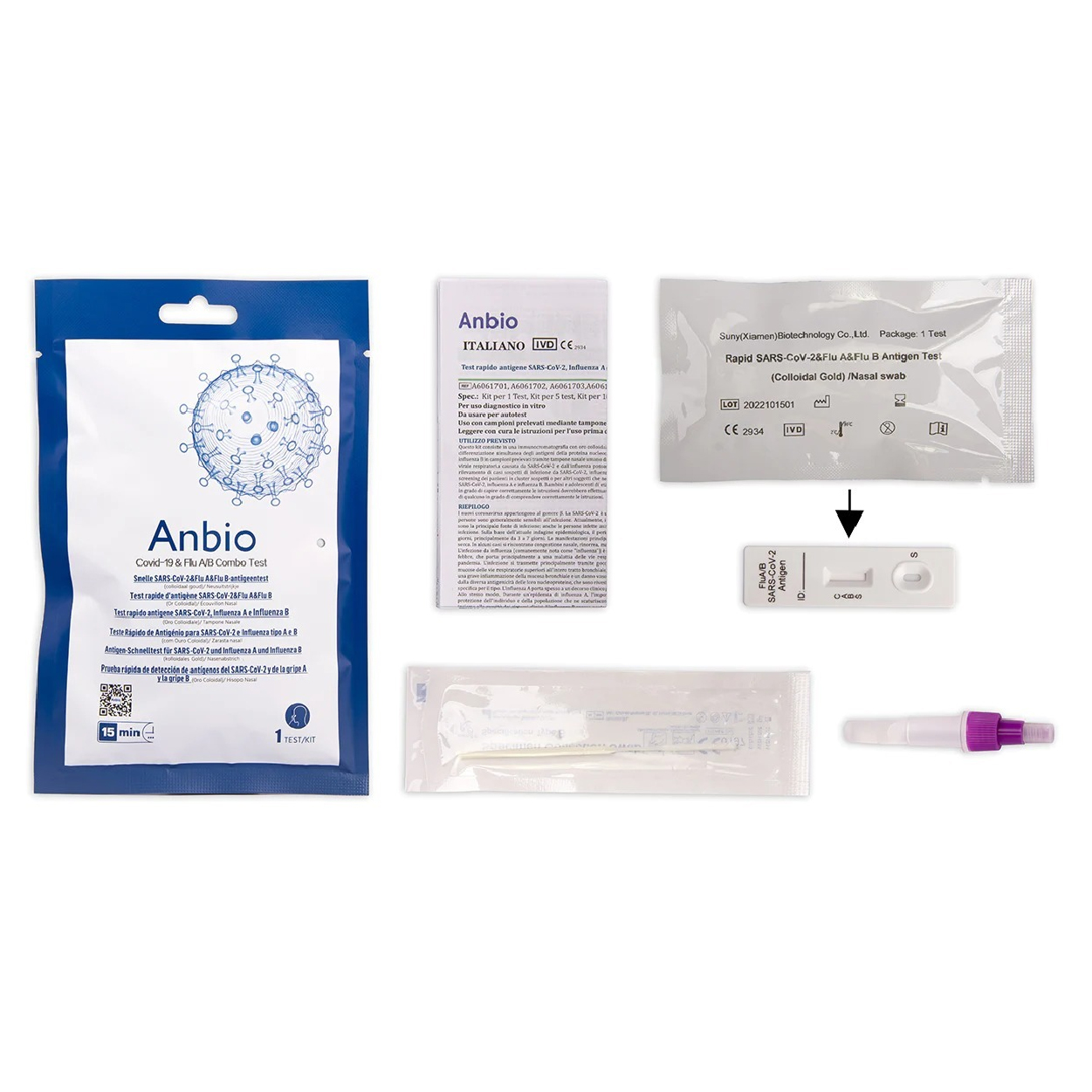 TEST ANTÍGENOS COVID19 Y GRIPE A Y B | NASAL | ANBIO