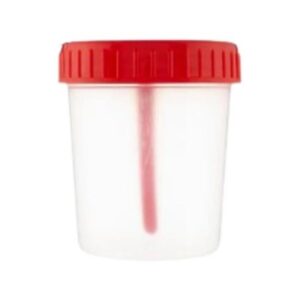Envase Colector de Heces con Espátula y Tapa Roja - 120 ml