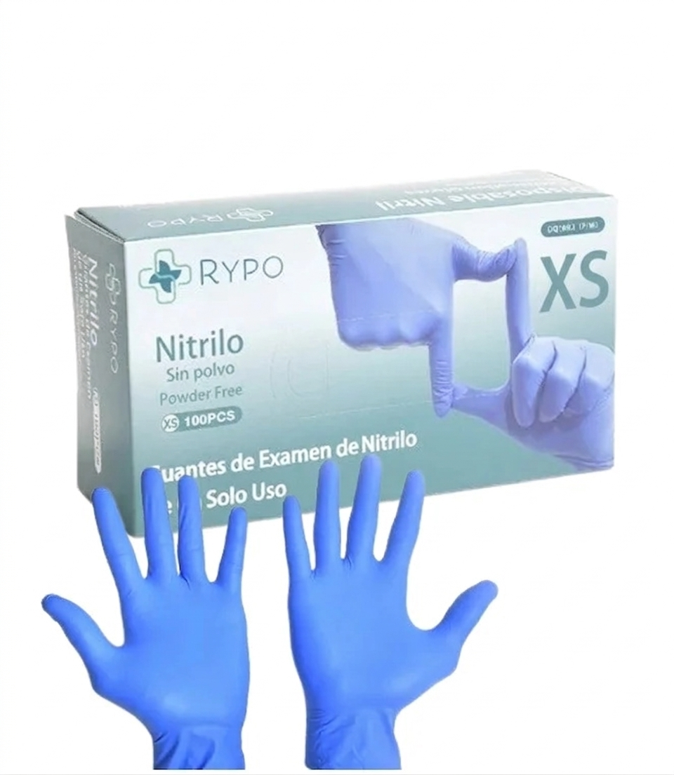 GUANTES DE NITRILO SIN POLVO | TALLA XS | CAJA DE 100 UNIDADES