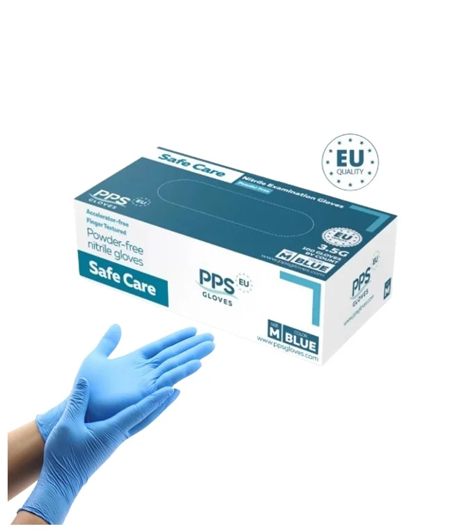 GUANTES DE NITRILO SIN POLVO TALLA XL | CAJA DE 100 UNIDADES